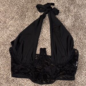 SHEIN Black Lace Halter Top